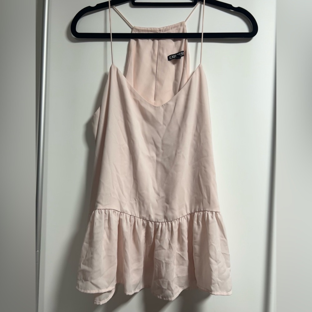 Express Women's Light Pink Camisole with Peplum Hem